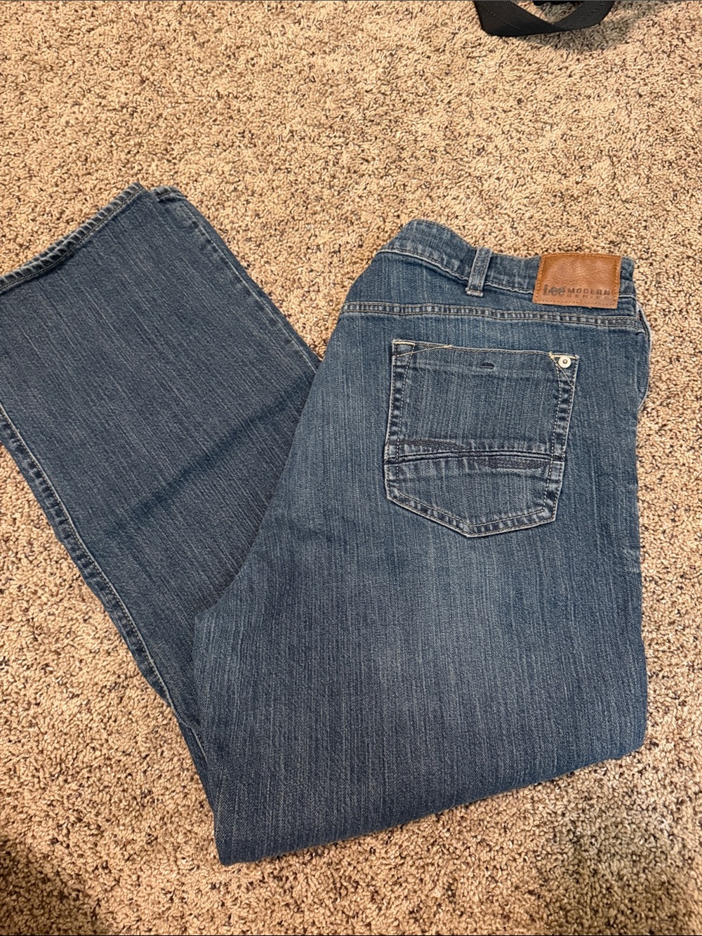 Lee Blue Straight-Leg Denim Jeans with Leather Patch